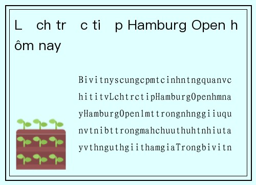 Lịch trực tiếp Hamburg Open hôm nay